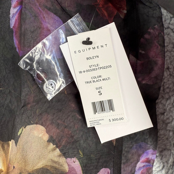 EQUIPMENT Boleyn Button front floral print sheer silk blouse size Small NWT $300 - Picture 9 of 11